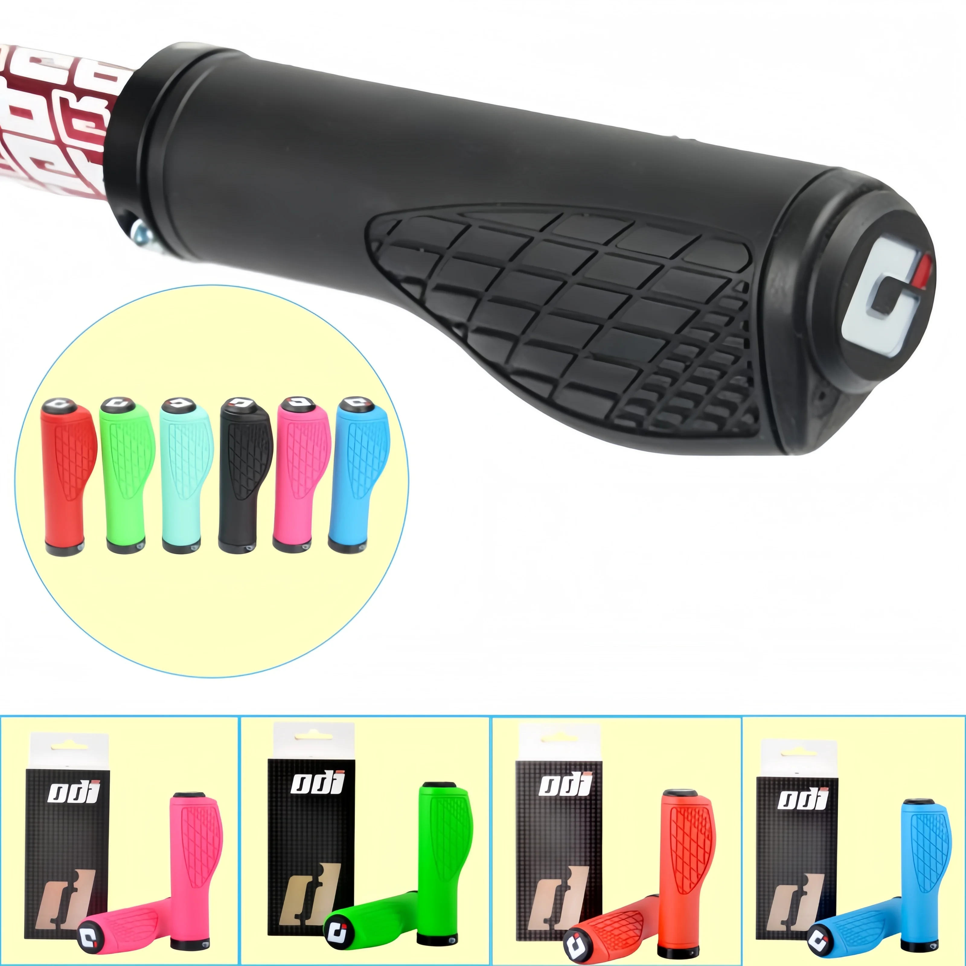 Empuñaduras de silicona para bicicleta de montaña, ergonómicas, 22mm, negro, azul, rojo, Bianchi, verde, rosa, anillo de bloqueo antideslizante, empuñadura suave para bicicleta Brompton