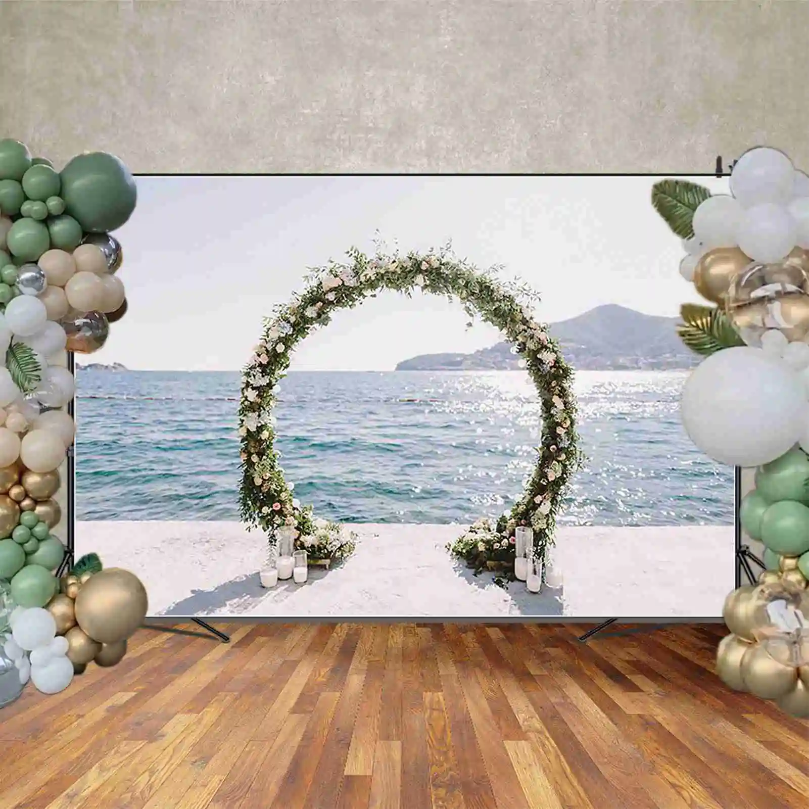 Moon.qg-結婚式の背景写真、海のカーテン、バラの背景、赤ちゃんの写真スタジオ、フォトコールアクセサリー