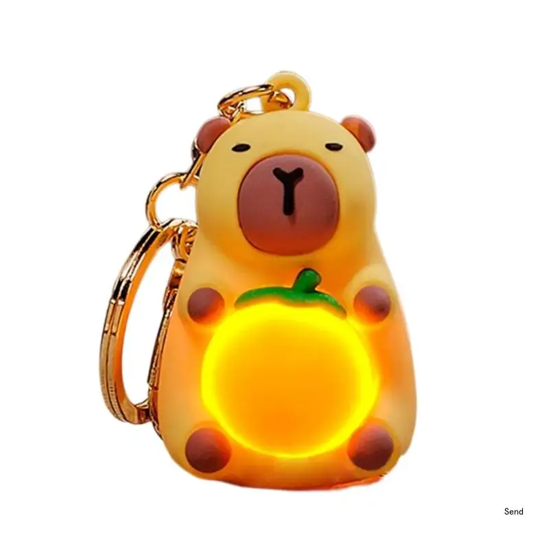 Youthful Capybara Key Ornament with Light Trendy Bag Hanging Decoration