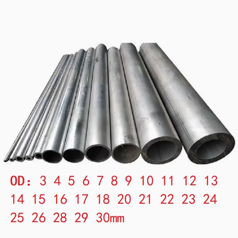 Aluminium Tube OD 3 4 5 6 7 8 9 10 11 12 13 14 15 16 17 18 20 21 22 23 24 25 26 28 29 30mm  Round 6061 Aluminum Alloy Metal Pipe