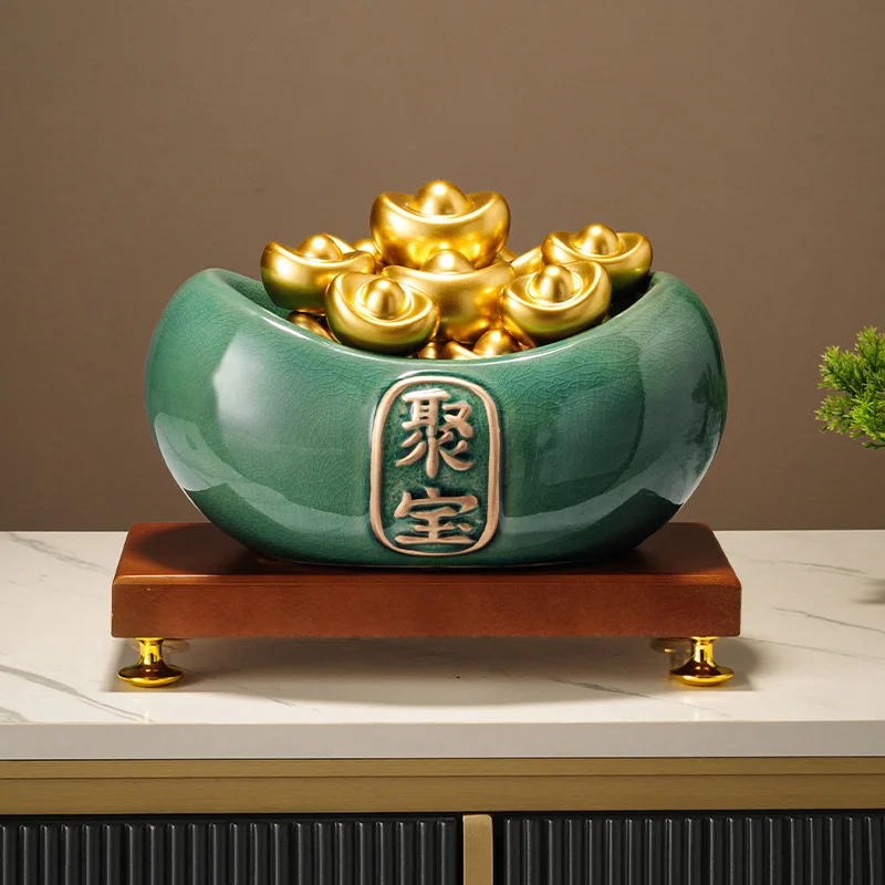 HYS ceramic cornucopia ornament lucky gathering new Chinese home living room office lucky decoration opening gift