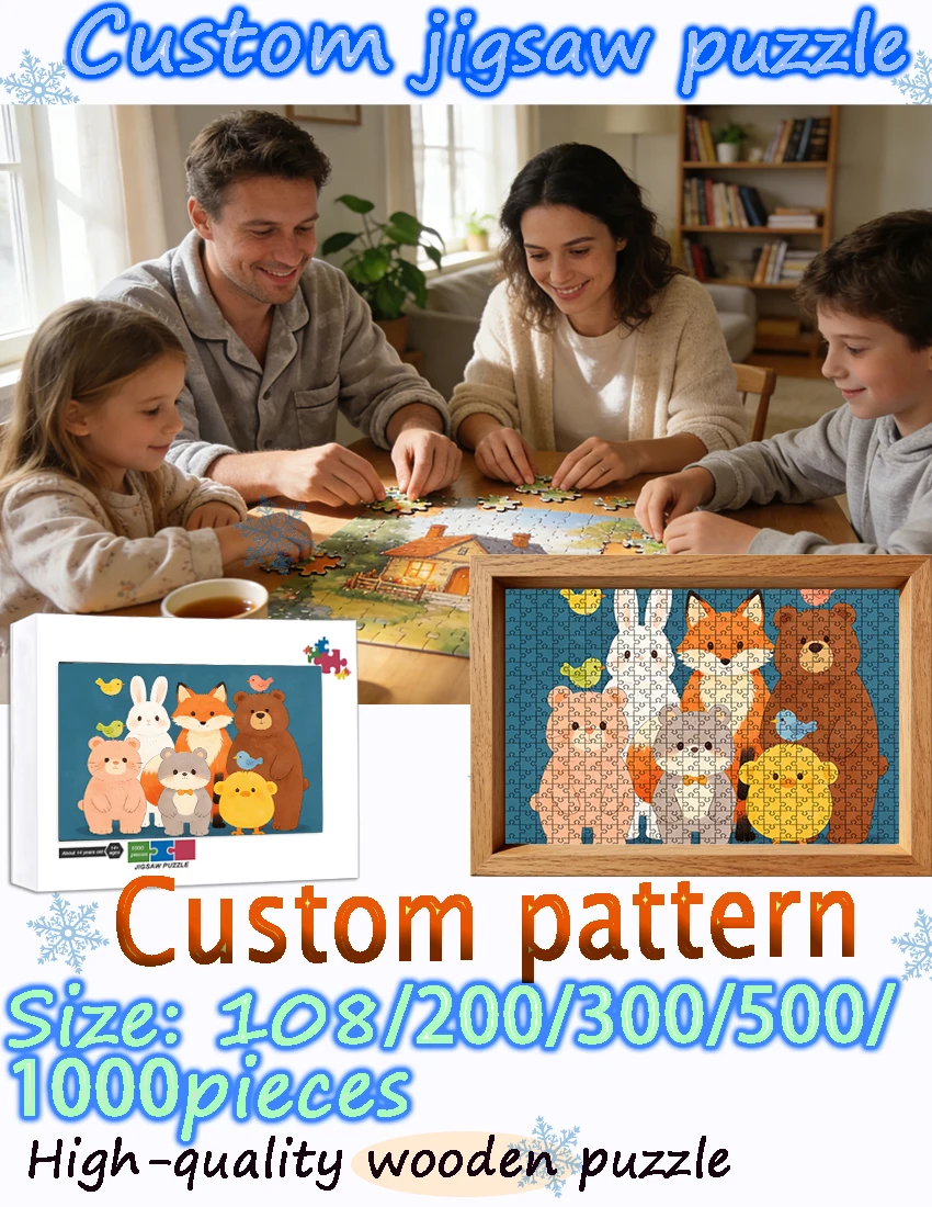 

Пазлы на заказ — выбирайте количество деталей (108/200/300/500/1000). Идеальный подарок для друзей, семьи. Сувенирные игрушки. Напольные пазлы, дерево.