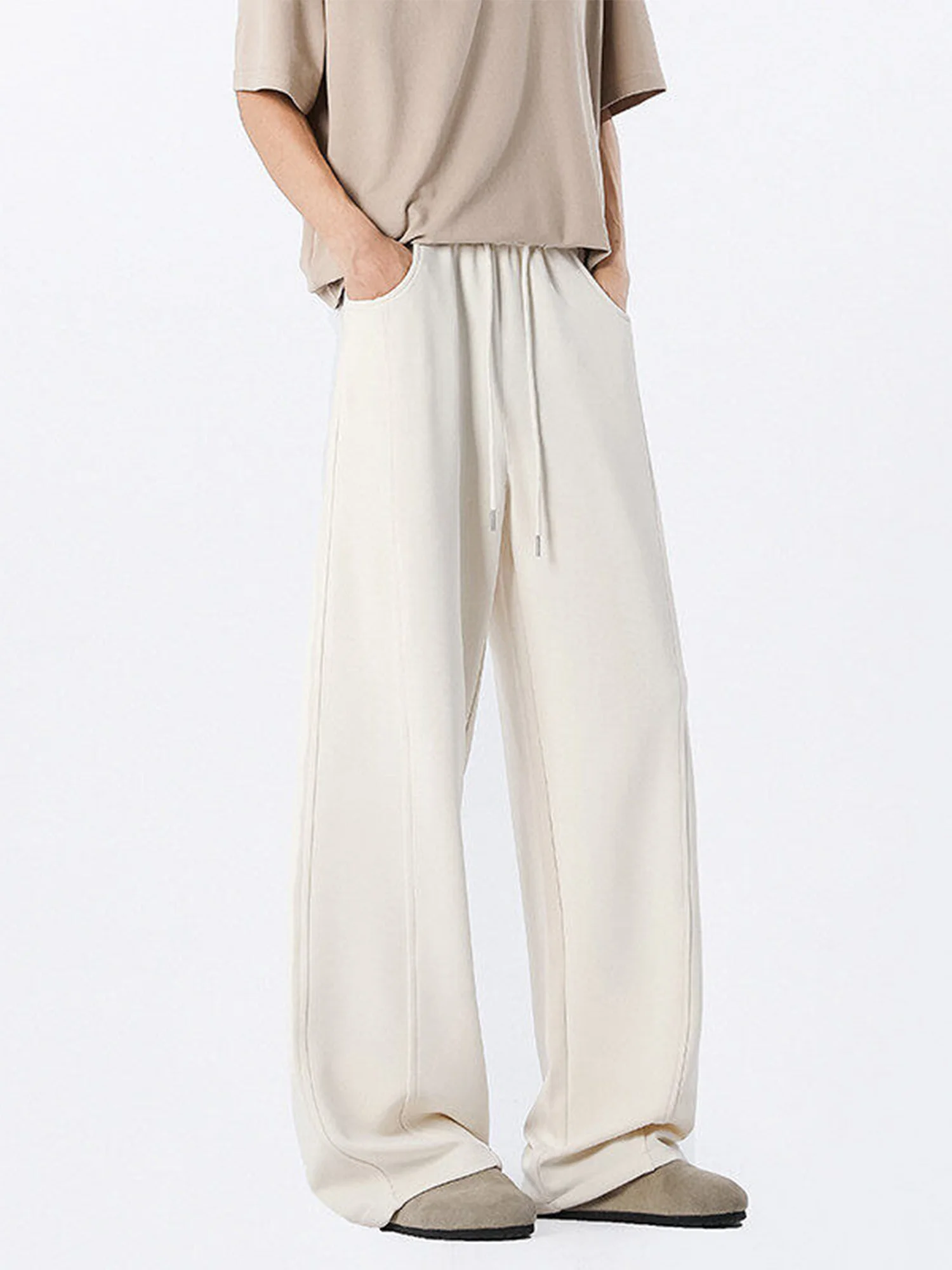 

Men's Summer Thin Ice Silk Knife Casual Straight Leg Trousers Loose Fit Long Pants Faionable Cool Feeling Straight Wes...