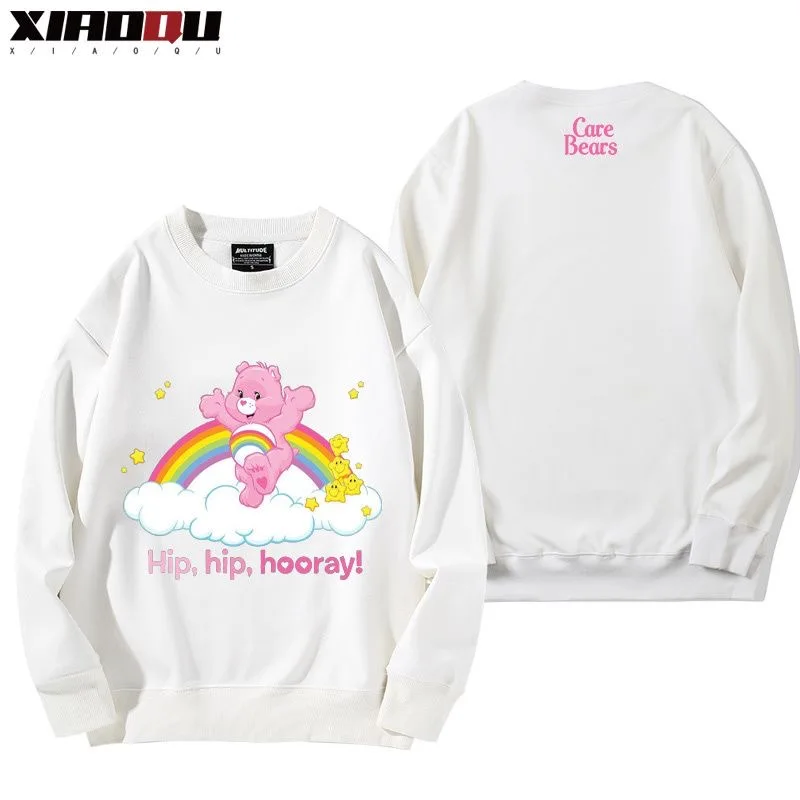 Cartoon Carebears Printed Hoodie 100% Cotton Rainbow Care Bears Pullovers Oversized Loose Sweatshirts Men Women Streetwear Tops