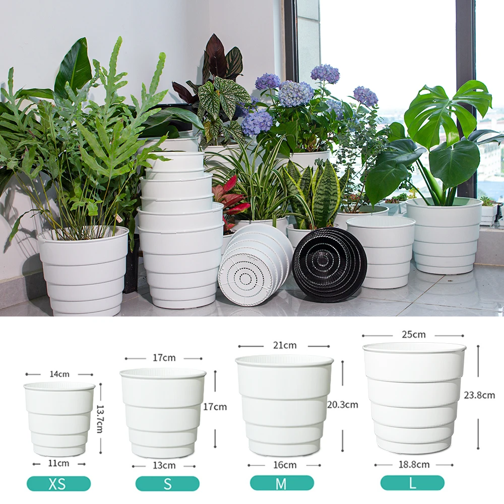 Meshpot Plastic Flower Pot with Draniage Holes in 14cm 17cm 21cm 25cm Indoor Outdoor Plant Pot for Flowers, Vegetables, and Herb