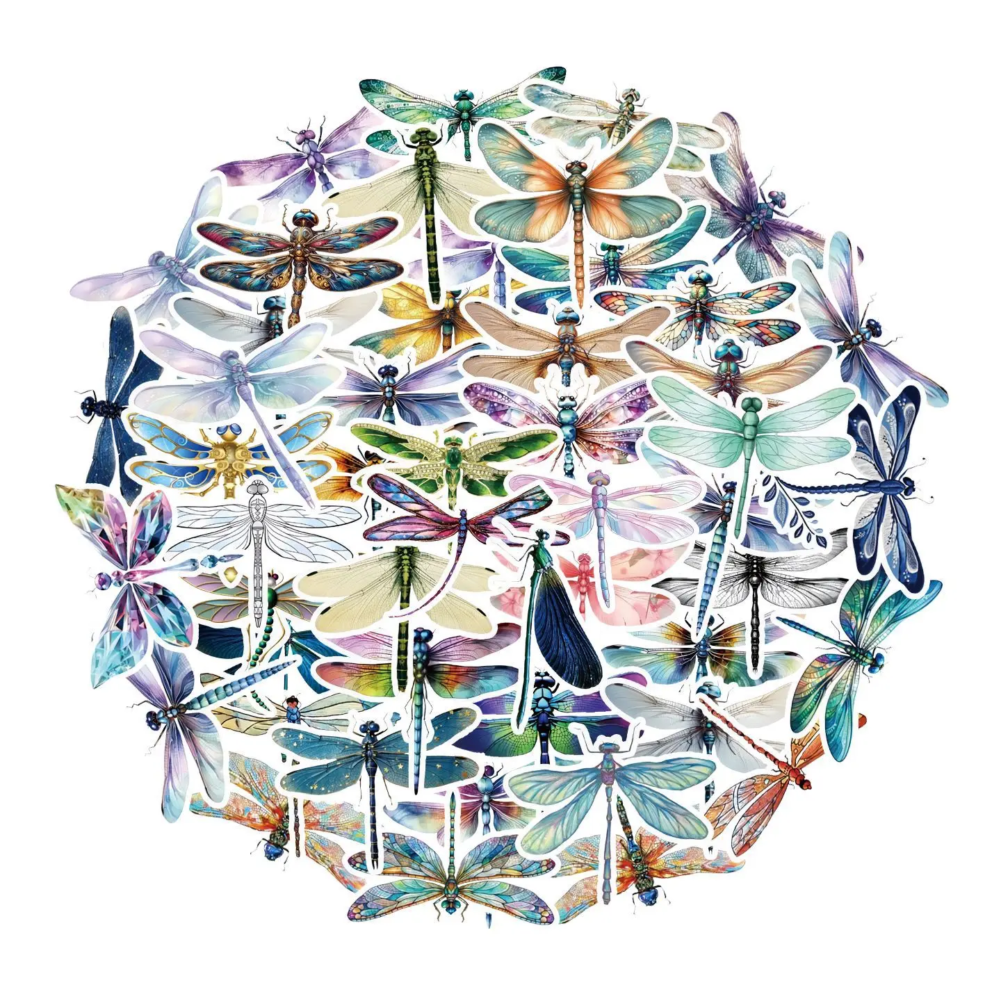 50 pezzi adesivo graffiti libellula colorata trasparente insetti carini decalcomania del fumetto notebook telefono chitarra skateboard casco giocattoli per bambini