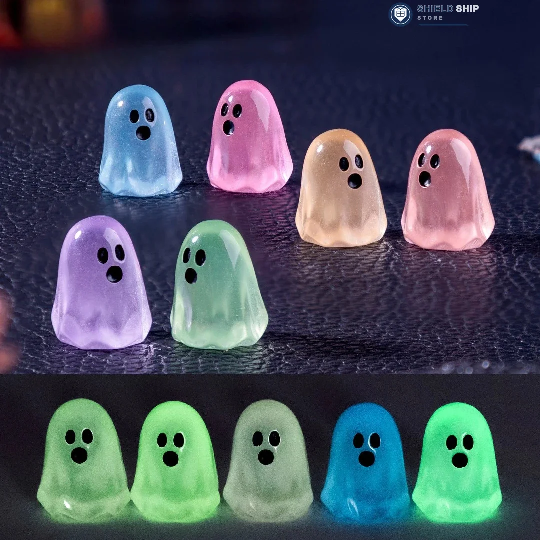 Figuras fantasmas luminosas brillan en oscuridad, miniaturas micropaisajes, decoración Halloween, regalos, 10/20/50 unidades