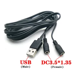 USB to Dual DC 3.5x1.35mm Female Power Cable 1.4M Heating Clothes Gloves Charging Cord DC Barrel Jack Splitter for Heated Appar