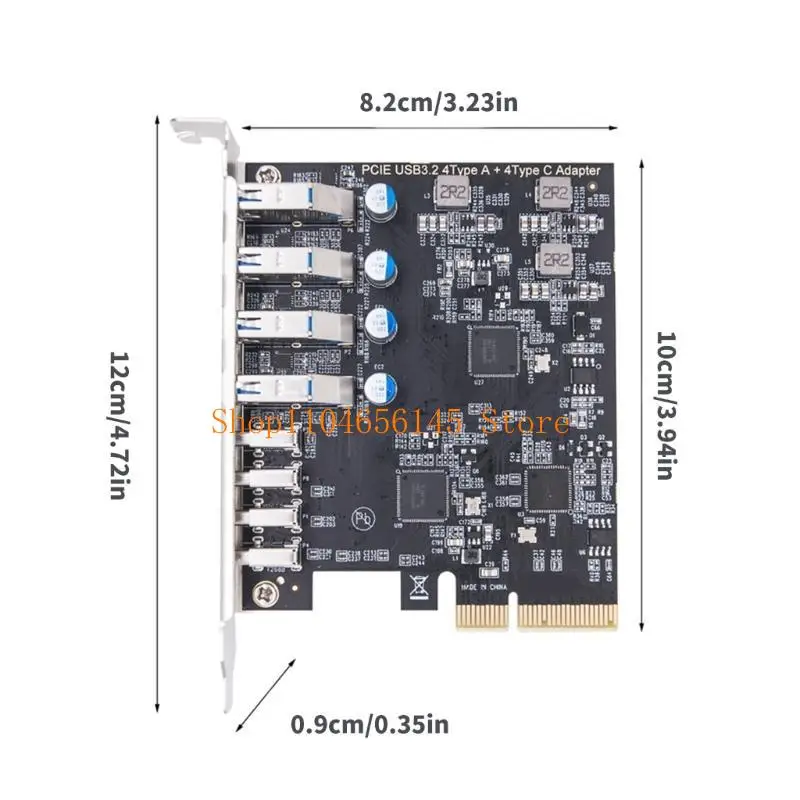 بطاقة توسيع PCIe ذات 8 منافذ 5asd تتميز بـ 4x USB 3.2 و4x TypeC بسرعة 10 جيجابت في الثانية لتوسيع قدرات الكمبيوتر
