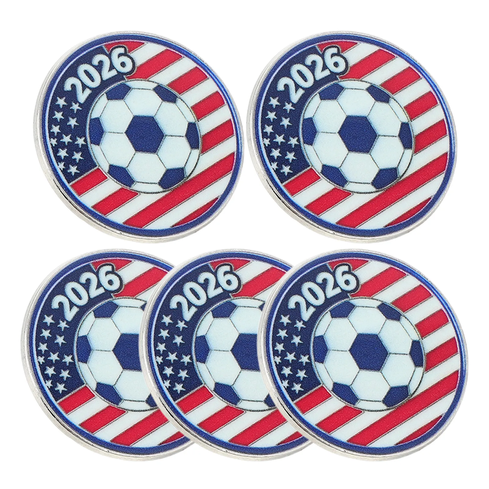 5Pcs Soccer Team Spirit Enamel Lapel Pins Us National Flag Chest Badge Alloy Soccer Brooch Pins Fan for Backpack Hat