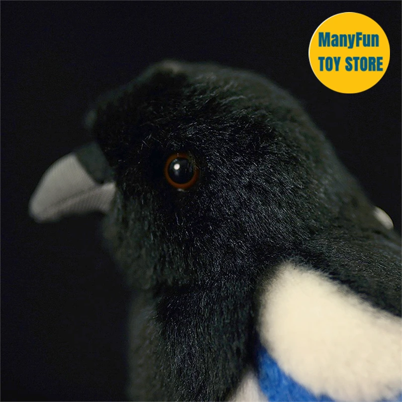 Juguete de peluche de urraca: animal relleno realista Blue Jay, peluche realista de Pica pica, regalo de muñeco de simulación de pájaro urraca