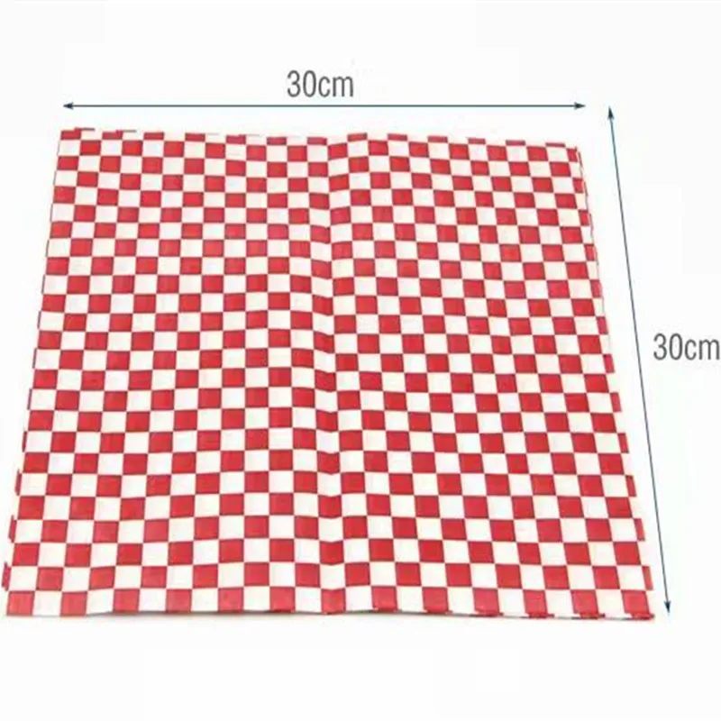 Wrapping Paper Wax Coated Food Grade Oil-Absorbing Sheet French Fries Greaseproof For Hot dog Fast 30*30cm 1set