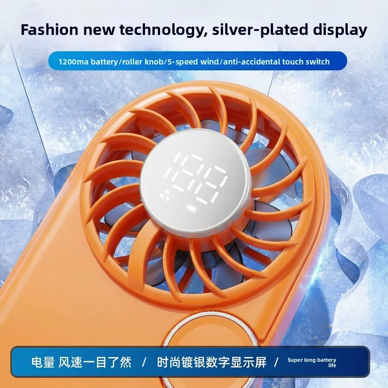Portable Handheld Fan USB Rechargeable 5 Speed Mini Cooling Fan with Digital Display Quiet Personal Air Cooler for Travel Office