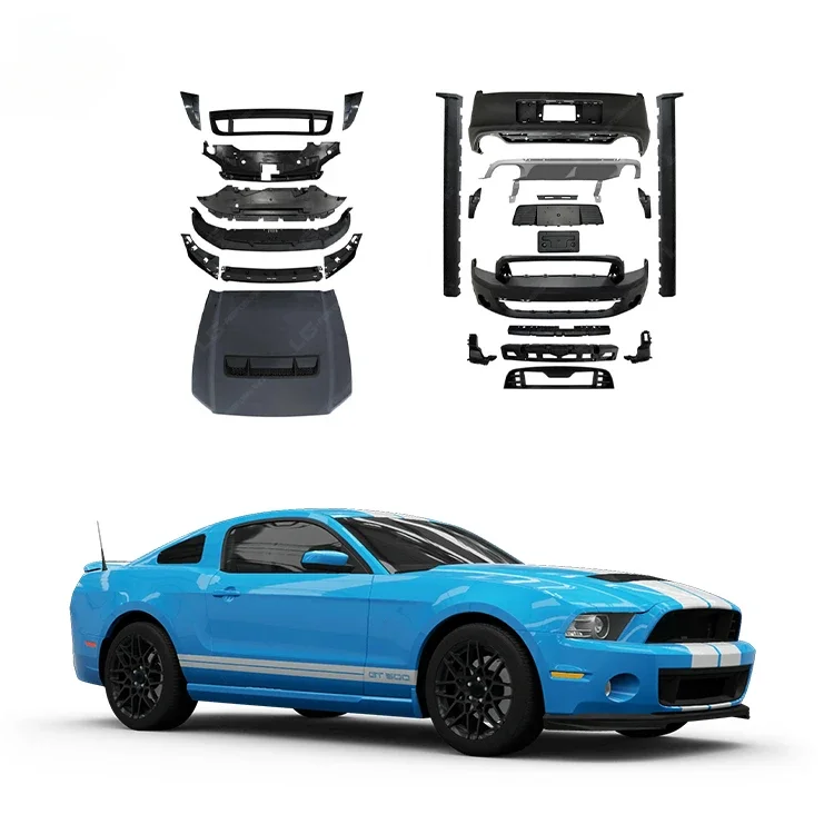 GT500 Body kit For Ford Mustang 2013y-2014y Auto Car Modification Front Rear Bumpers Side Skirts Hood