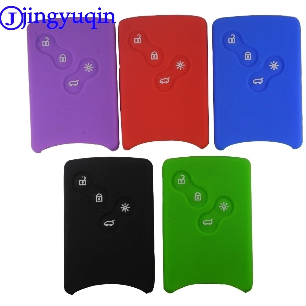 jingyuqin 4 Buttons Silicone Rubber Car-Styling Key Cover Case Protector For Renault Clio Logan Megane 2 3 Koleos Scenic Card