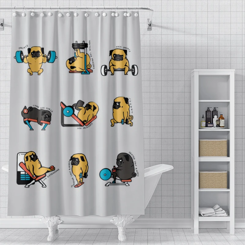 Home shower curtains for bathroom waterproof fabric Modern Nordic style bathroom curtain 180x200 240x180 cute dog funny kawaii