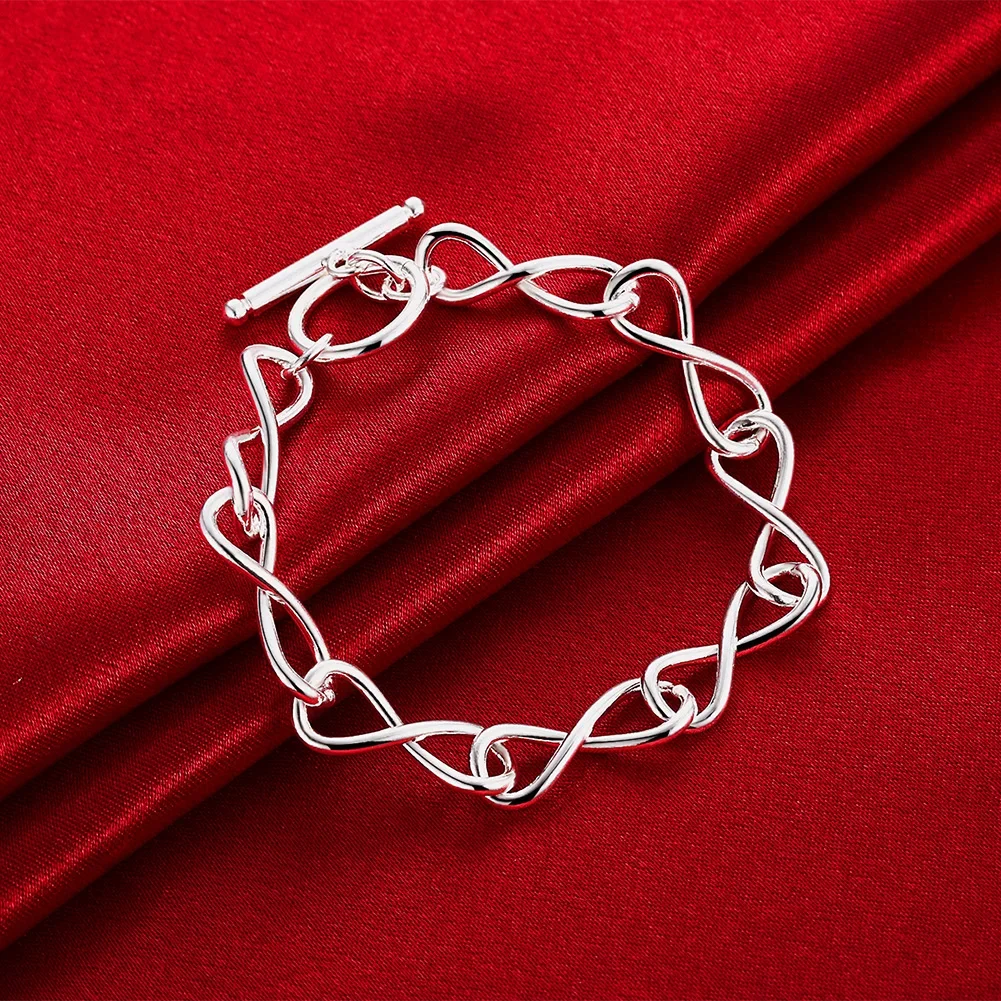 

925 Sterling Silver twisted circle style shape chain Bracelet For Women luxury fashion party Wedding Jewelry lovers gift Fine