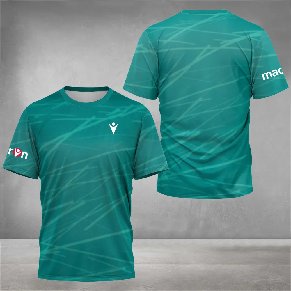 

2025 New High-End Stripe Printed Tennis Sports T-Shirt Men's Lightweight Quick Dry Badminton Sportswear Basketball Short Sleeve