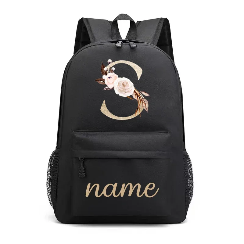 Custom Letter Name New Canvas Couple High School Bag Men Backpack Shoulders Laptop Backpack Unisex Backpacks Sport Bag