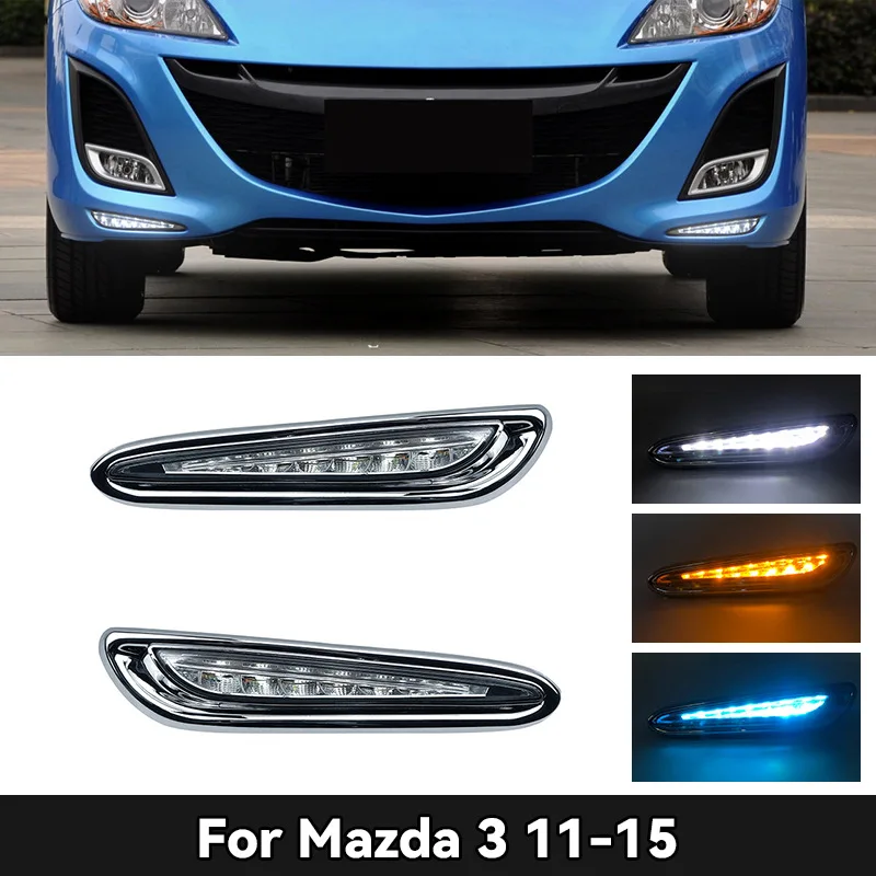 

Car LED DRL 12V Daylights For Mazda3 Mazda 3 2011 2012 2013 2014 2015 Yellow Turn Signal Daytime Running Headlamps Foglamps