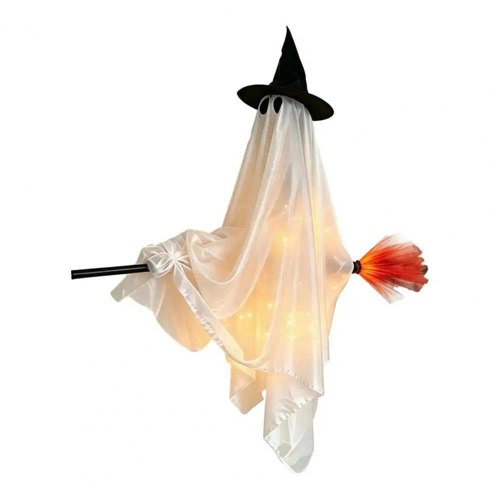 Halloween Party Atmosphere Supplies Spooky Outdoor Porch Decor Hanging Ghost with Broom Halloween Decoration Flying for Haunted