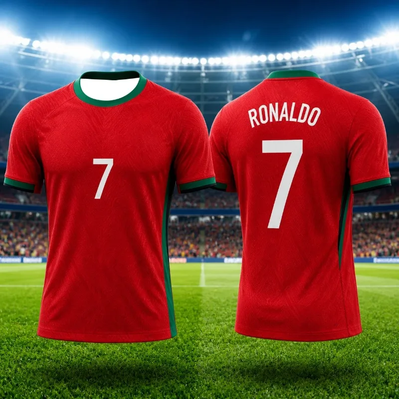 2026 Portugal Fan Inspired 3D Print Soccer Jersey No.7 Inspired Ronaldo Football Shirt Men Women Quick Dry Sports Casual T-shirt