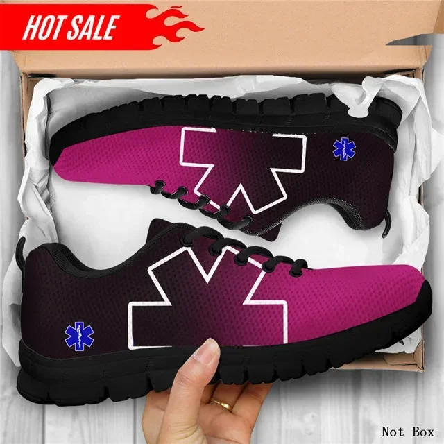 

New Fashion Gradient Color Women Nursing Shoes Lace Up Winter Spring Comfortable Walk Shoe Paramedic EMT EMS Design Mesh Sneaker