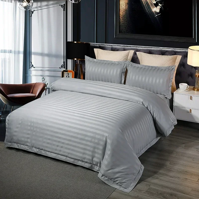 Simple Hotel Homestay Solid Color Bedding Set Wrinkle Free Comfortable Durable Bedclothes Four Season Universal Bedsheet Set