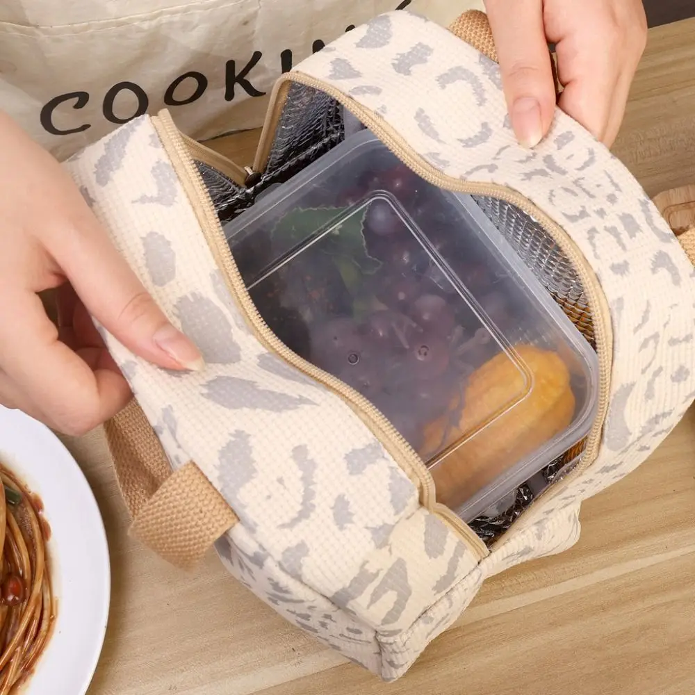 Portable Thermal Lunch Bag Insulated Ink Pattern Food Storage Pack Large Capacity Multi-purpose Picnic Bag