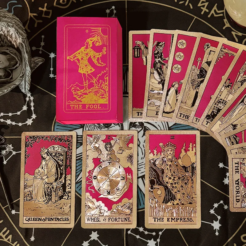 

Gift Box Version Red Sun Classic Weite Tarot Card 78 PVC Waterproof Cards Special Board Game Tarot Oracle Deck Divination Tool