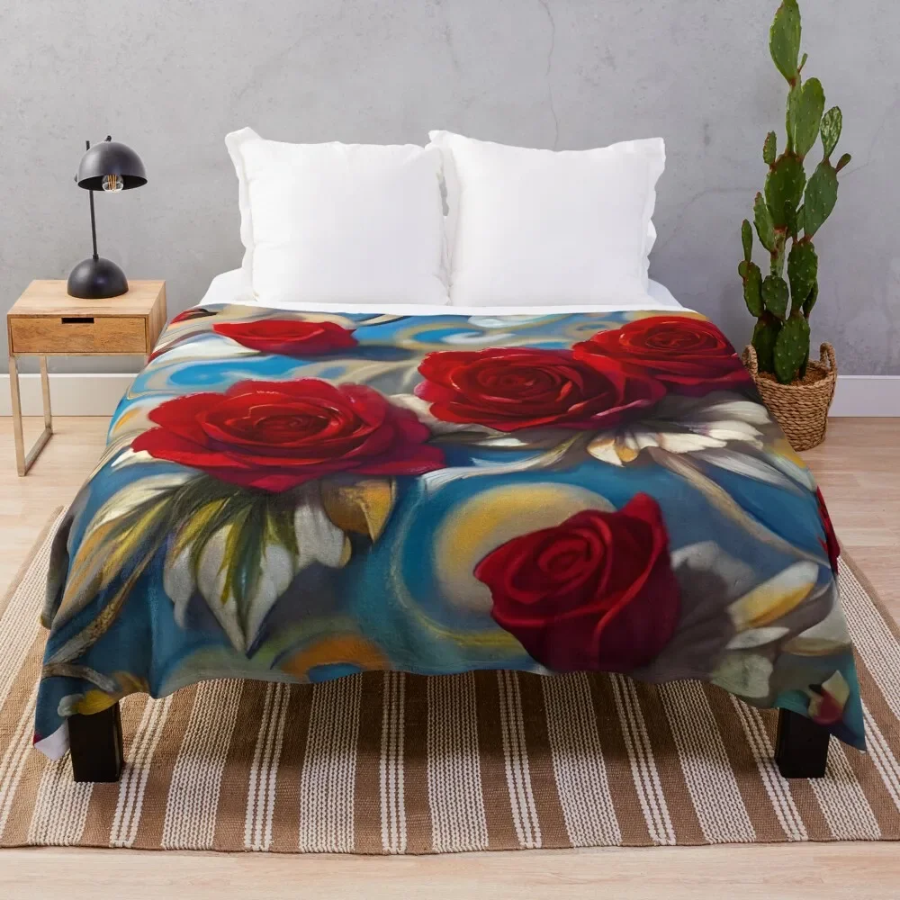 

Vibrant Floral Design Throw Blanket Outdoor Soft Blanket for Picnic Beach Camping