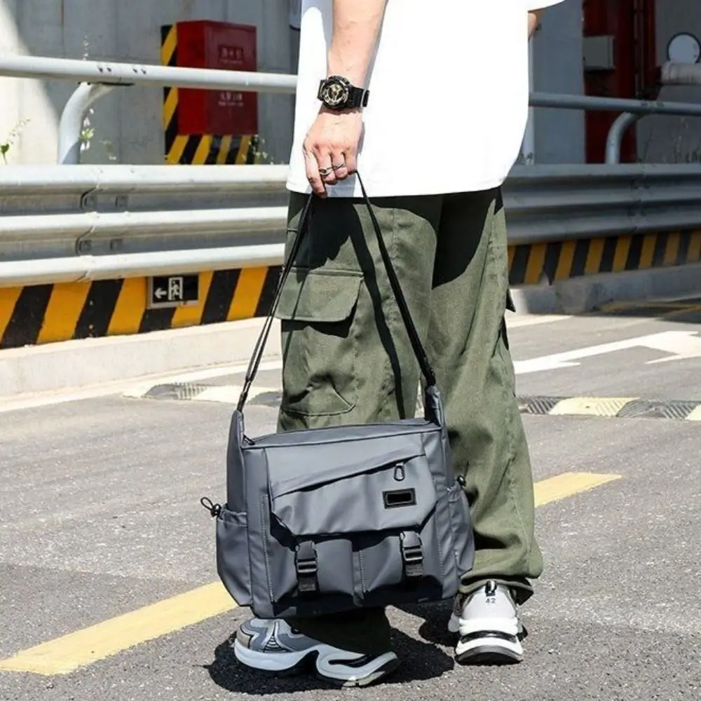 Large Capacity Men Crossbody Bag Square Harajuku Casual Messenger Bag Lightweight Japanese Style Single Shoulder Bag Streetwear