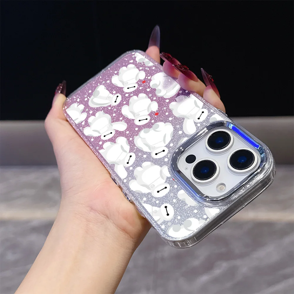 귀여운 눈사람 도금 투명 폰 케이스 (OPPO Reno2 Reno4 Reno5 Reno6 Reno8 Reno11 Reno12 Reno13 Z T F Pro 4G 5G 용)