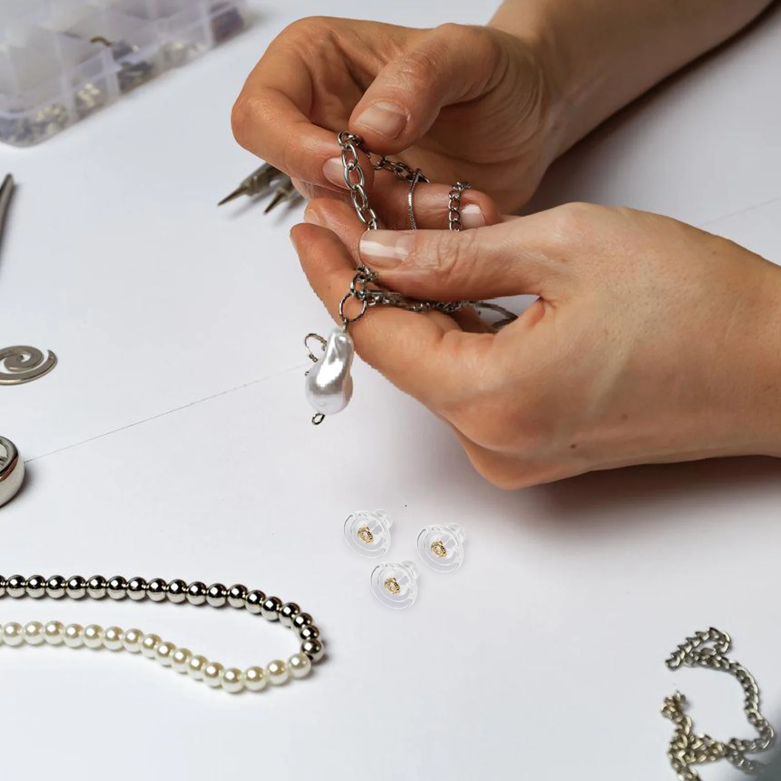 

UFO Stud Earrings Silicone Lifter Backs Clear Stoppers Replacements Cover Plugs Locking