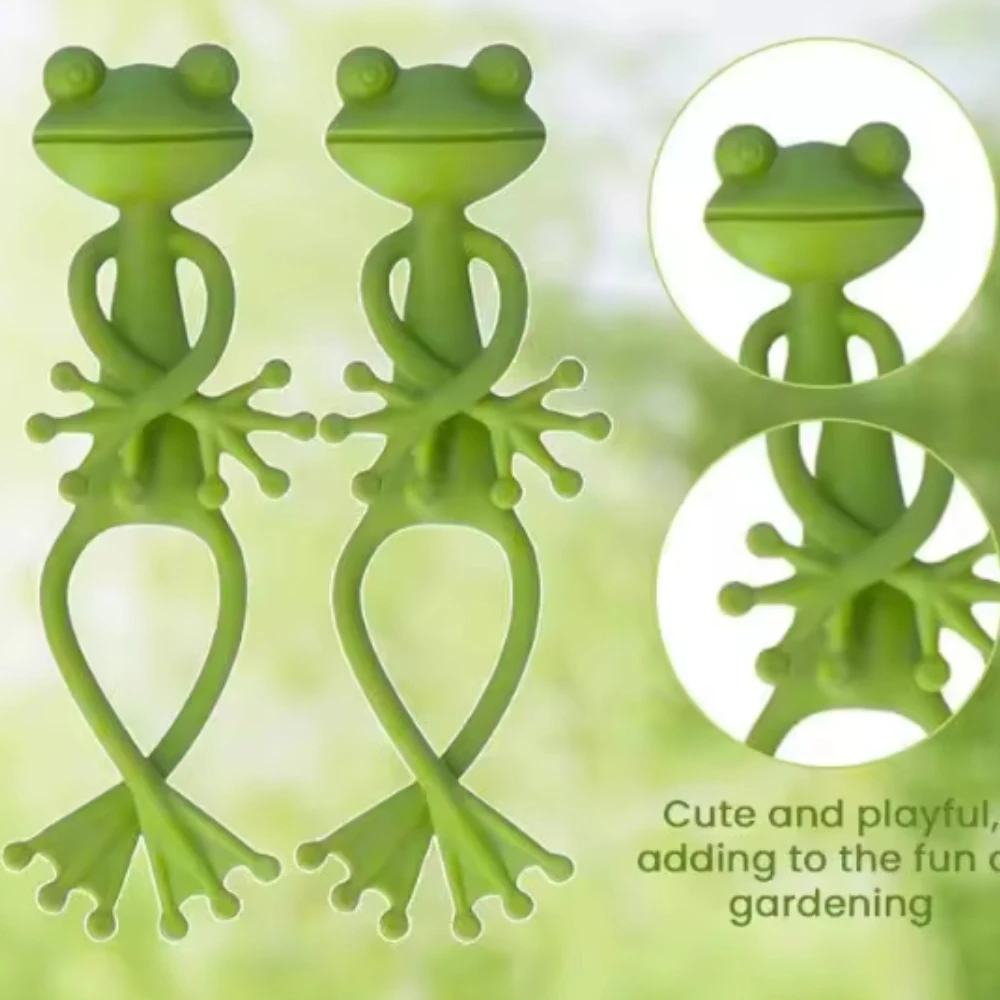 5/10pcs Frog Plant Stand Cages Supports Green Animal Pet Frog Decoration Plant Stand Climbing Fixture Clips Garden Supplies