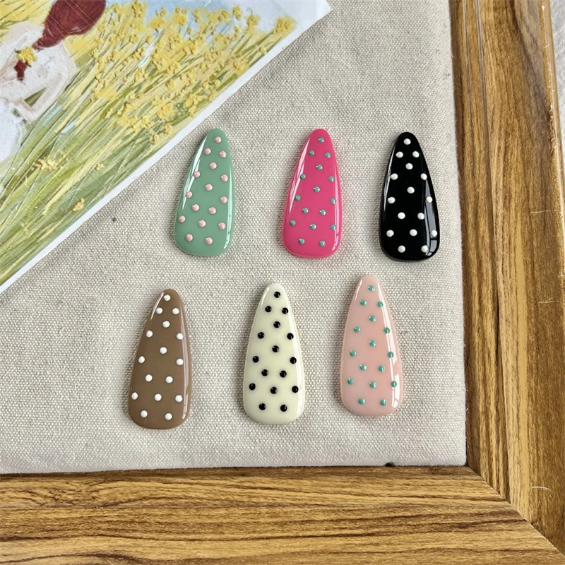 

New arrived 50pcs/lot color dots pattern print geometry Triangle shape resin cabochon beads diy jewelry garment hair accessory