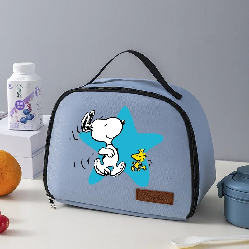 Bolsa de almuerzo Snoopy para niños y niñas, bonita caja de aislamiento térmico con dibujos animados, bolsas de comida, bolsa de mano portátil para estudiantes, cajas Bento, bolsas más cálidas de regalo