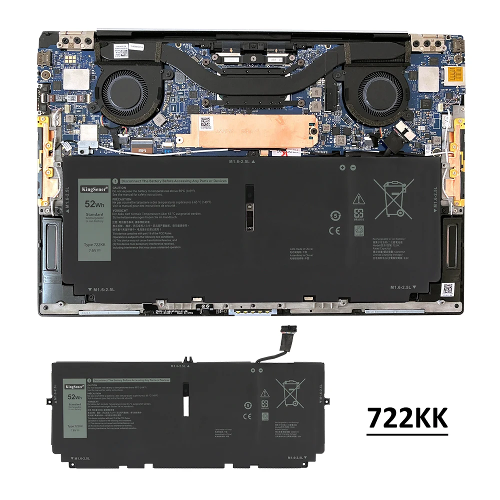KingSener 722KK Laptop-Akku für DELL XPS 13 9300 9310 9380 Serie P117G P117G001 P117G002 2XXFW FP86V WN0N0 7,6 V 52 Wh