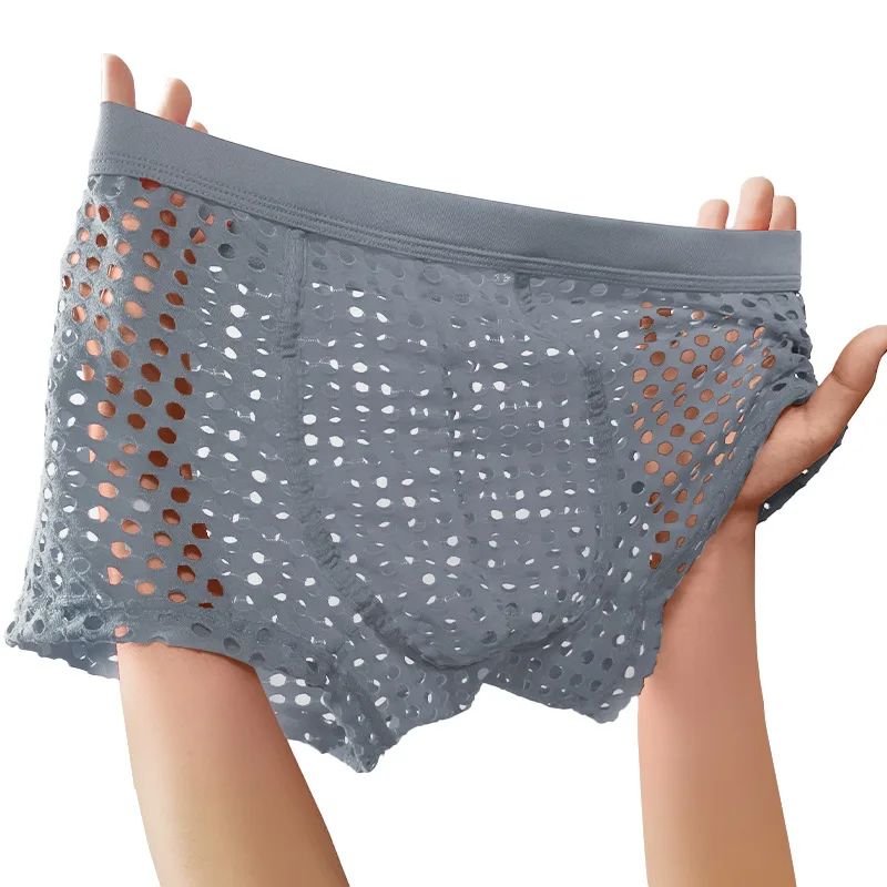 Breathable mid-waist panties Internet celebrity new mesh men's panties Breathable European size boxers Cross-border panties
