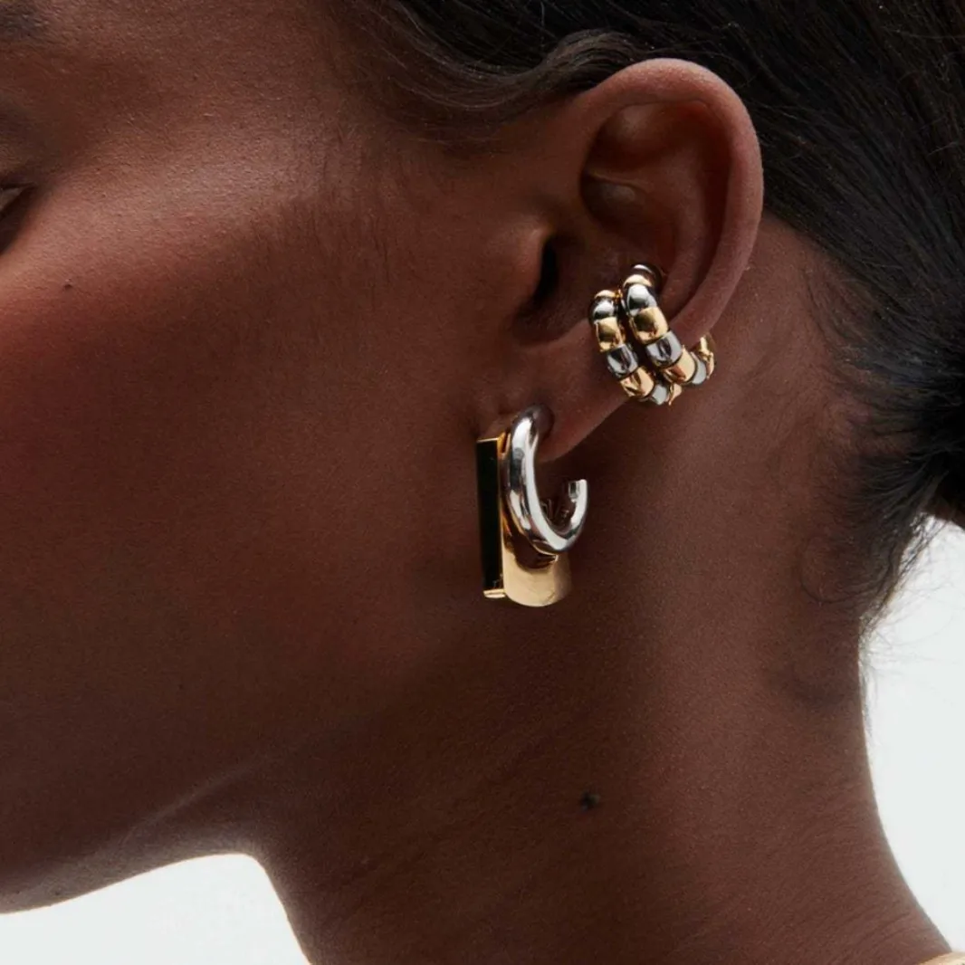 

Irregular Geometric Stacking Earrings For Women Stainless Steel Dainty Gold & Silver C Shape Stud Earrings Wedding Jewelry