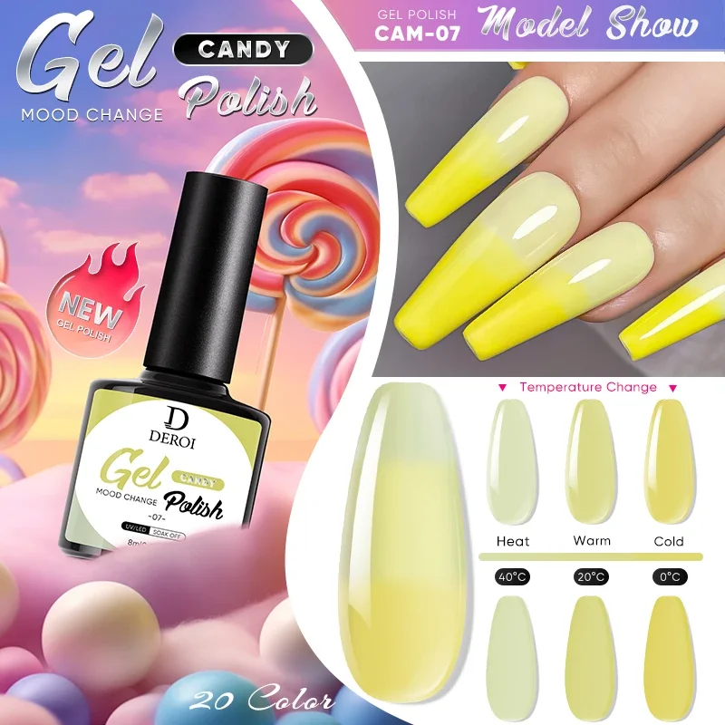 DEROI Gradient Nail Gel Polish Nail Art Thermal Gel Nail Polish Nude Varnish Manicure Temperature Color Changing Semi Permanent