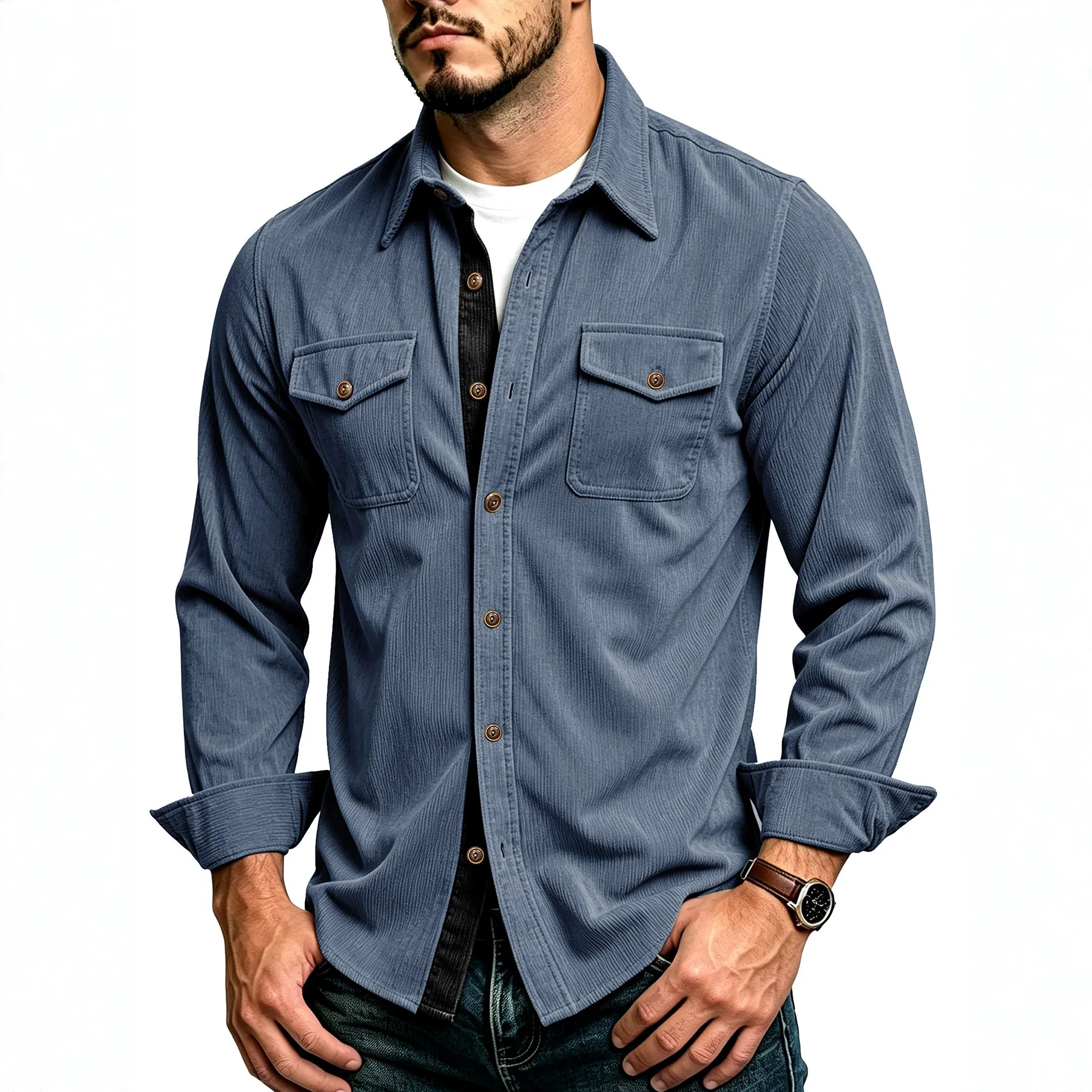 Men's Corduroy Shirt Long Slee - Corduroy Button Up Shirt Men ulasan dan harga