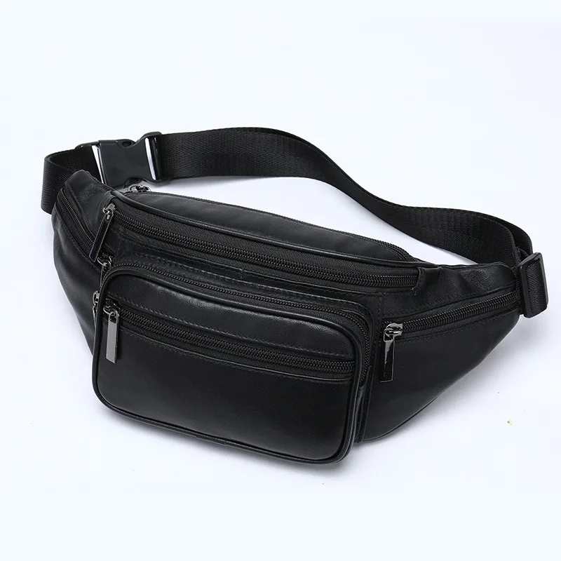 Soft Genuine Leather Waist Bag Men Women Leather Sling Bag Chest Packs Summer Outdoor Waist Pouch Bag Male Female Belt Pouches