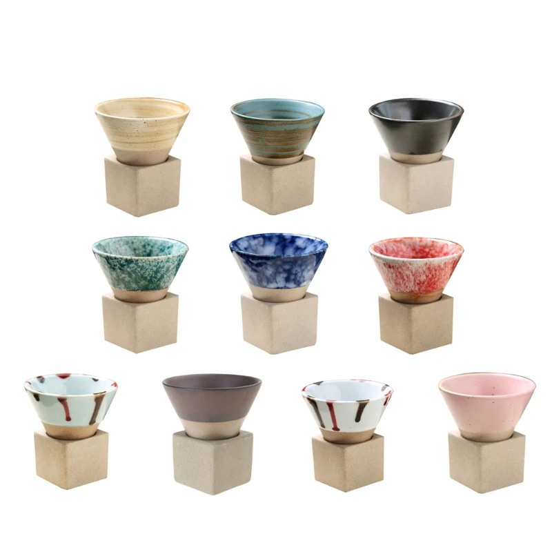 F92B Keramik Kaffeetassen dreieckige Kegelform Latte Keramik Tee-Tasse für die Küchenbar