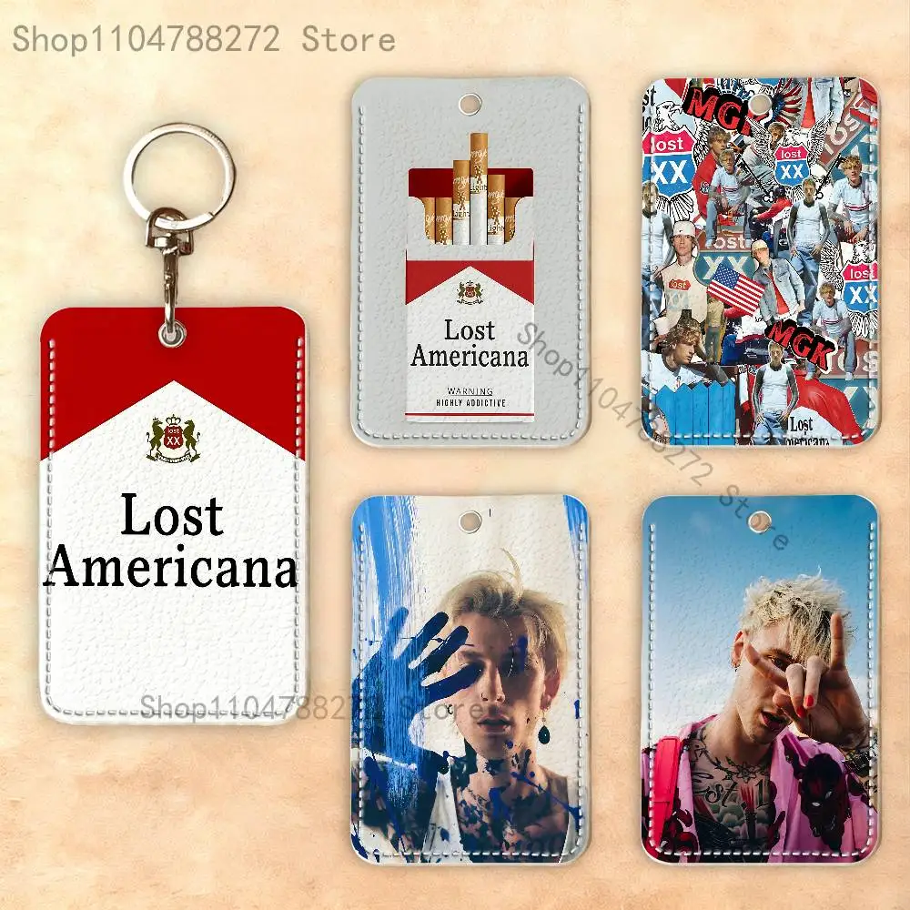 

M-MGK Lost Americana Premium PU Leather Card Holder Card Case with Metal Carabiner,Customizable Design for Daily Use