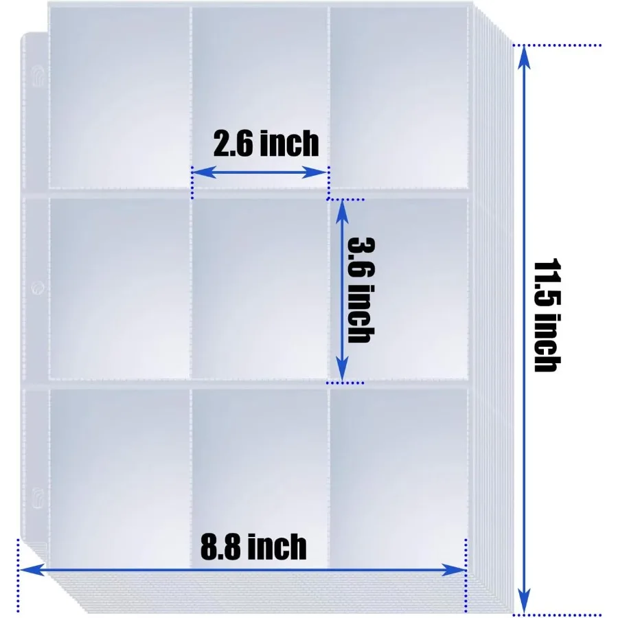 36 pacote 9 folhas protetoras de cartão de bolso mangas de cartão de negociação páginas para 3 anéis binde contém 2.5 "x 3.5" negociação esportes negócios comuns