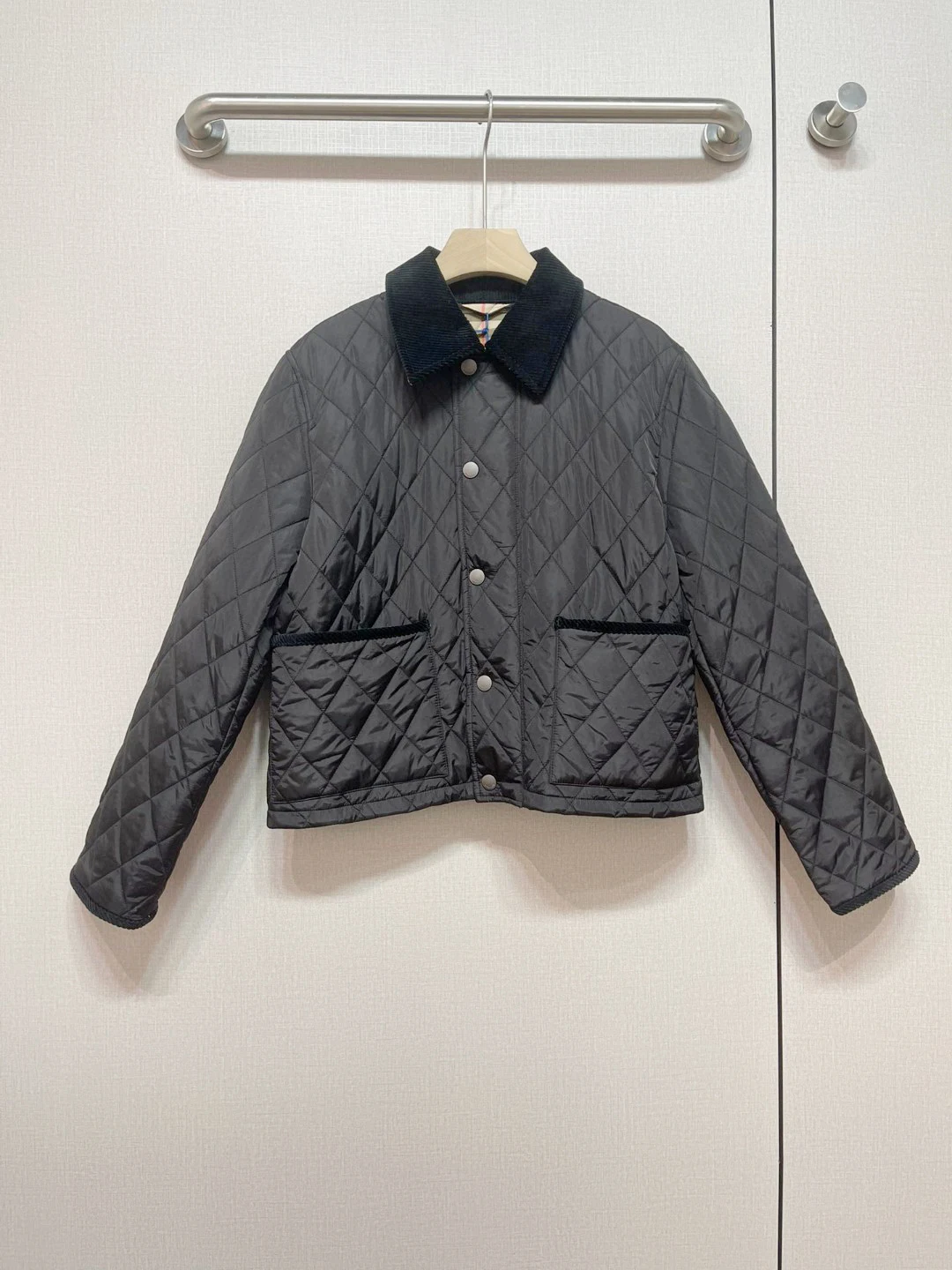 

Retro Corduroy Collar Single Button Briti Sle Women's Cotton Jaet Thermal Balance Faion Design Autumn New Arrival