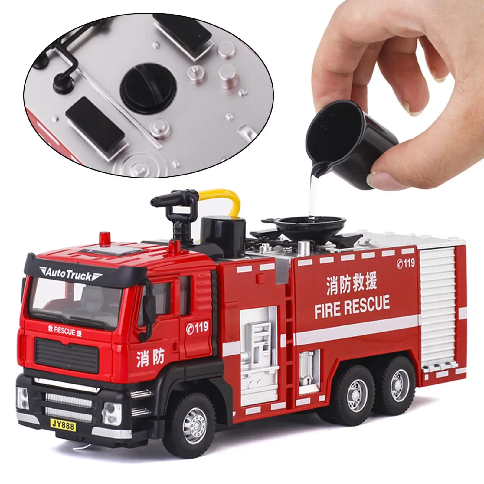 1/32 Scale Fire Truck Model Friction Powered Vehicle Home Decor Portable