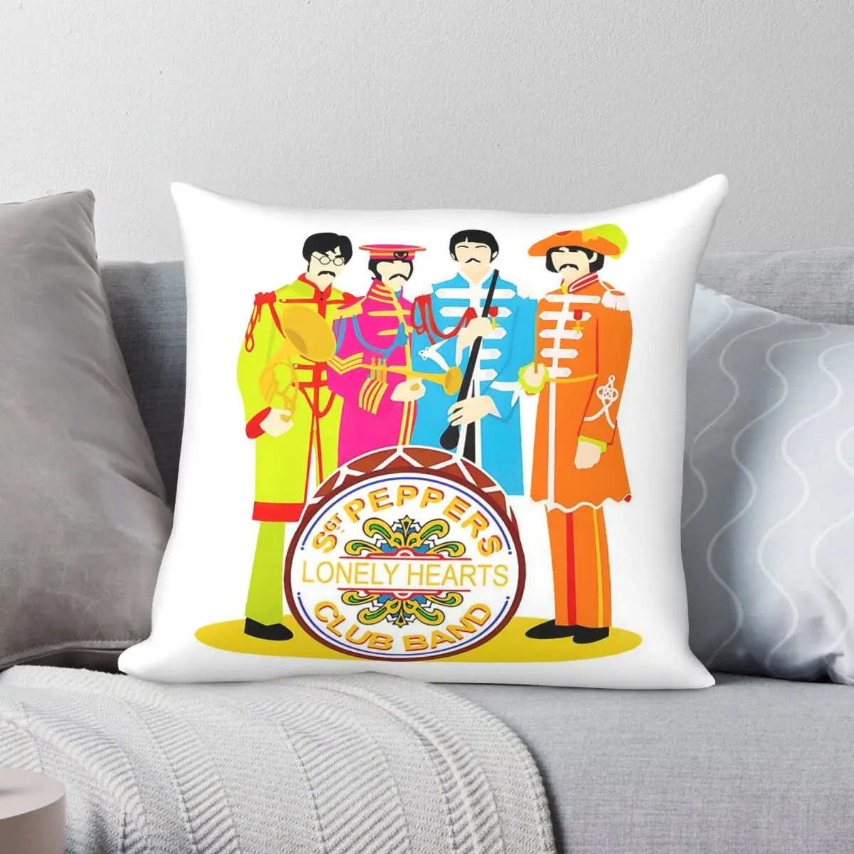 Sgt. Pepper's Lonely Hearts Club Band Square Pillowcase Polyester Linen Velvet Printed Zip Decor Sofa Seater Cover Wholesale 18