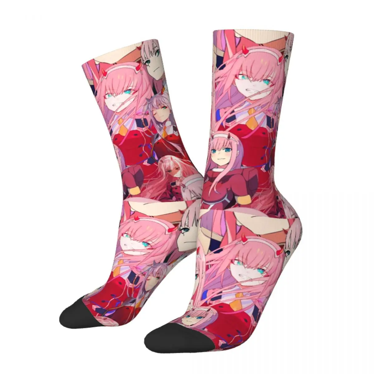 

Winter Warm Crazy Design Men's Women's Zero Two Socks Darling in the Franxx Anime Girl Waifu Sweat Absorbing Basketball Socks